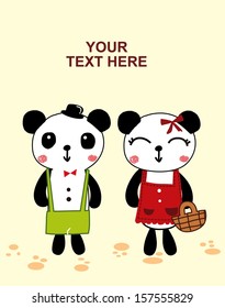 cute couple panda