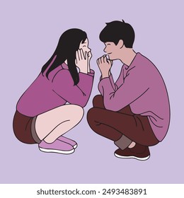 cute couple pic vector art and illustration