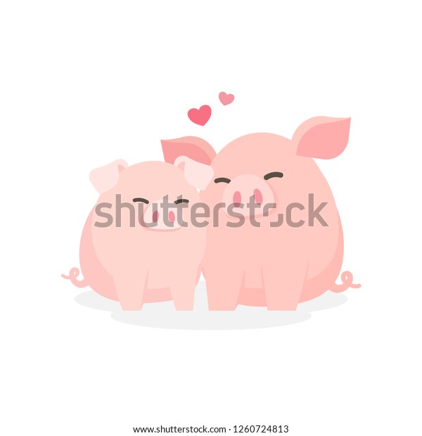 Cute Couple Pig Hugging Embracing Happily Stock Vector (Royalty Free ...