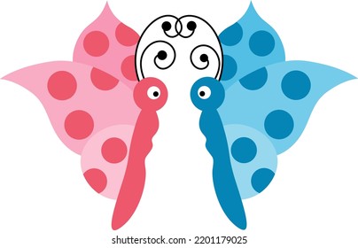 Cute couple of pink and blue butterfly
