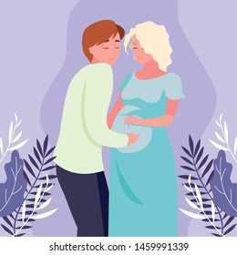 cute couple pregnancy avatar character