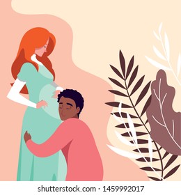 cute couple pregnancy avatar character
