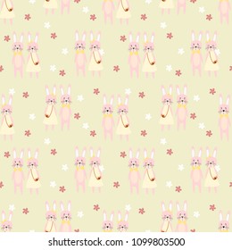 Cute couple rabbit seamless pattern