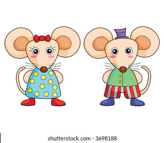 Cute couple rat vertor illustration.