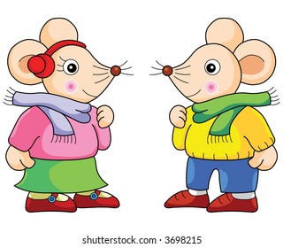 Cute couple rat vertor illustration.