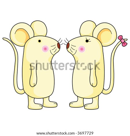 Cute couple rat vertor illustration.