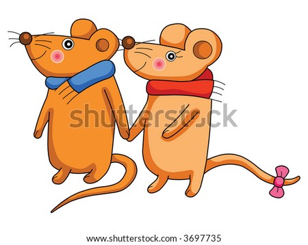Cute couple rat vertor illustration.
