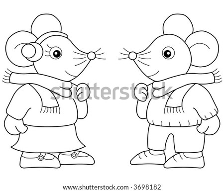 Cute couple rat vertor illustration.