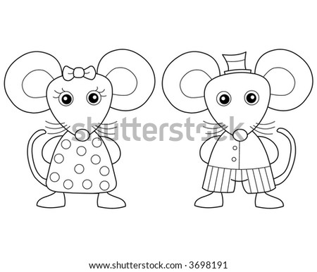 Cute couple rat vertor illustration.