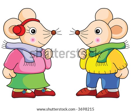 Cute couple rat vertor illustration.