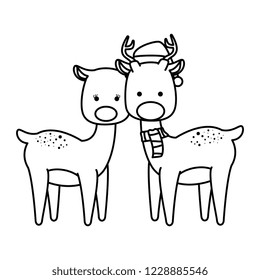 cute couple reindeer christmas characters