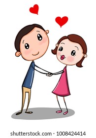 cute couple and romantic hearts illustration