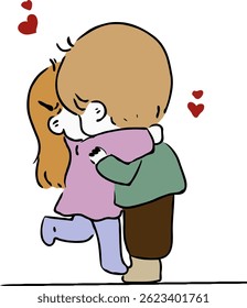 bonito casal série doodle desenho elemento vetor ilustração