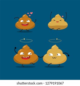 A cute couple of shit. Vector Illustration