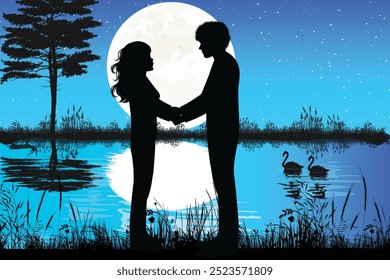 Cute Couple Silhouette landscape design