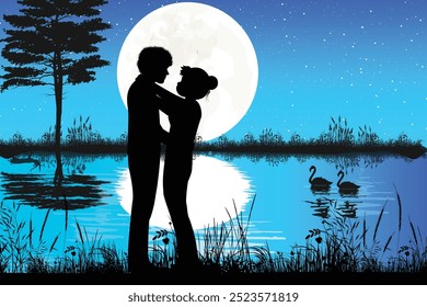 Cute Couple Silhouette landscape design