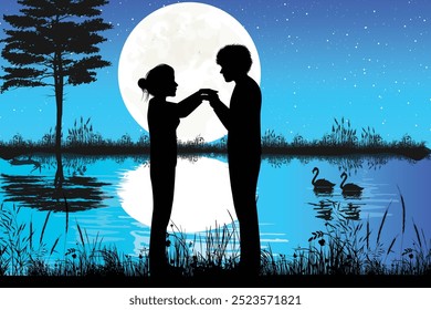 Cute Couple Silhouette landscape design