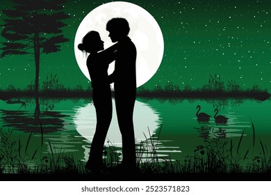 Cute Couple Silhouette landscape design