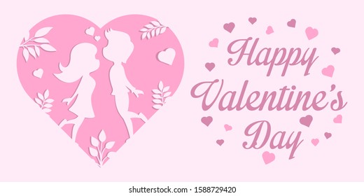 Cute couple in simple flat style, Valentine's day card