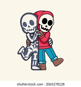 Cute couple skull with dancing poses