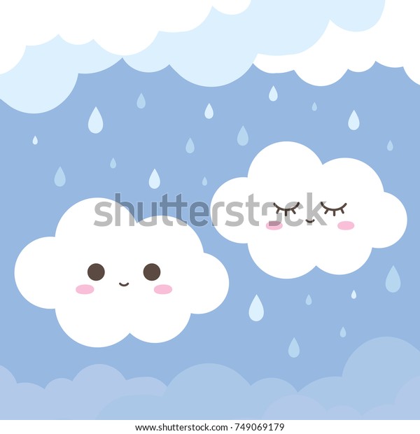 Cute Couple Smiling Cloud On Rainy Stock Vector (Royalty Free) 749069179