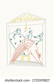 Cute couple stay at home isolation together