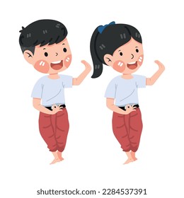 Cute couple student of traditional Thai dancers