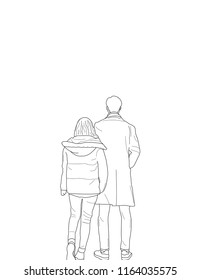 Cute couple together in winter clothes. Lovely and sweet couple standing together.