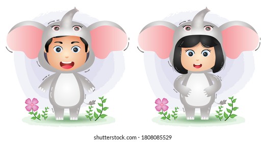cute couple using the elephants costume