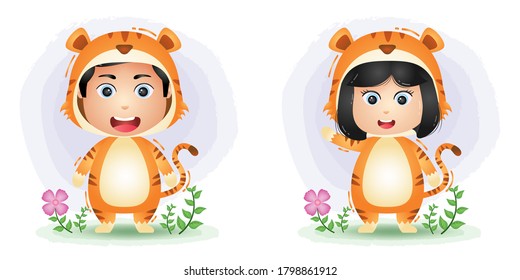 Cute Couple Using The Tiger Costume