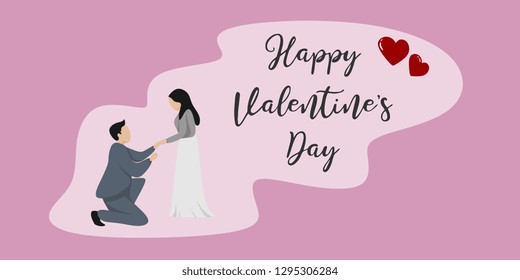 Cute couple valentine's day banner vector illustration