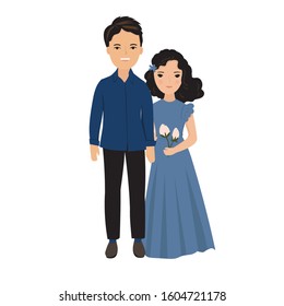 cute couple in vector cartoon style 