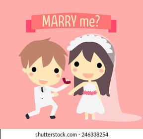 cute couple wedding with text marry me?