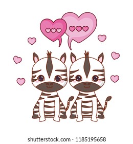 cute couple zebra love speech bubble romantic