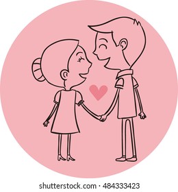 Cute couples in love vector illustration
