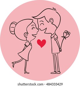 Cute couples in love vector illustration