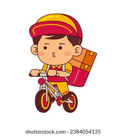 cute courier boy cartoon character vector illustration