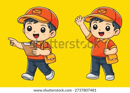 Cute Courier Character Bundle for Logistics Company Mascot and Logo Design