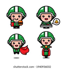 cute courier character design themed fast delivery order service