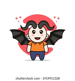 Cute courier character wearing devil costume. Mascot design concept