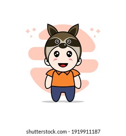 Cute courier character wearing fox costume. Mascot design concept