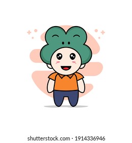 Cute Kurierfigur mit Froschkostüm. Mascot Design-Konzept