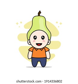 Cute courier character wearing guava costume. Mascot design concept