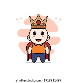 Cute courier character wearing king costume. Mascot design concept