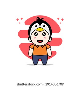 Cute courier character wearing Penguin costume. Mascot design concept