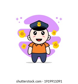 Cute courier character wearing police costume. Mascot design concept