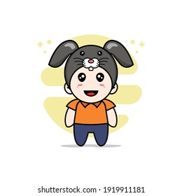 Cute courier character wearing rabbit costume. Mascot design concept