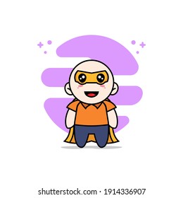 Cute courier character wearing superhero costume. Mascot design concept