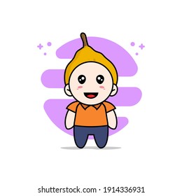 Cute courier character wearing ugli fruit costume. Mascot design concept