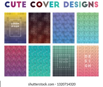 Cute Cover Designs. Alluring geometric patterns, optimal vector illustration.